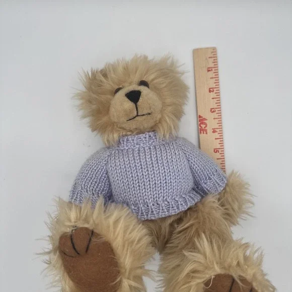 The Healing Garden Plush Teddy Bear Lavender Knit Sweater‎ 10" Fluffy Soft Toy - Picture 5 of 8